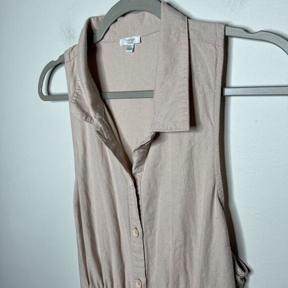 Tavik+ Womens Dress Large Button Front Tie Waist Midi Collared Linen Rayon Blend - Picture 13 of 15